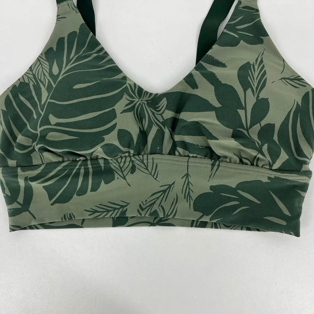 OFFLINE by Aerie Real Me Green Tropical Palm Print Sports Bra‎ Medium Support S